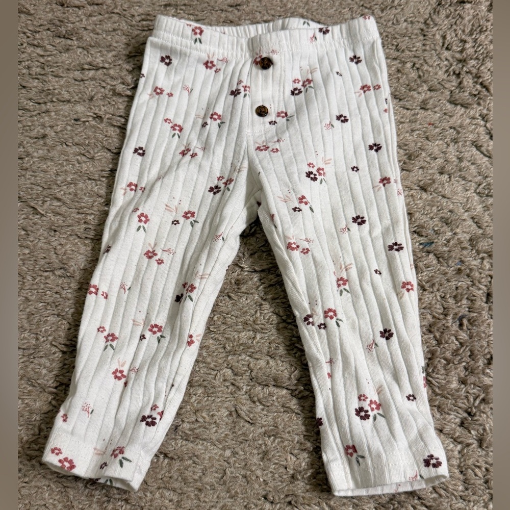 simple joys by Carter’s white Floral button detail Kids leggings - 12 months